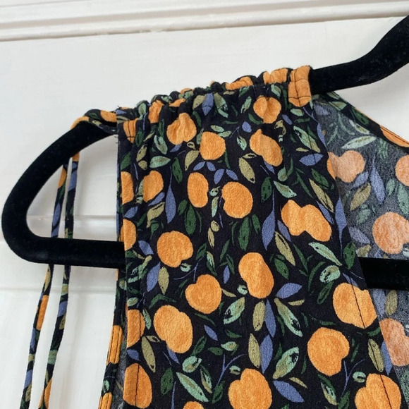 & Other Stories Tie Shoulder Mini Dress Oranges Print‎ Floral Tropical Size 6 - Picture 8 of 16